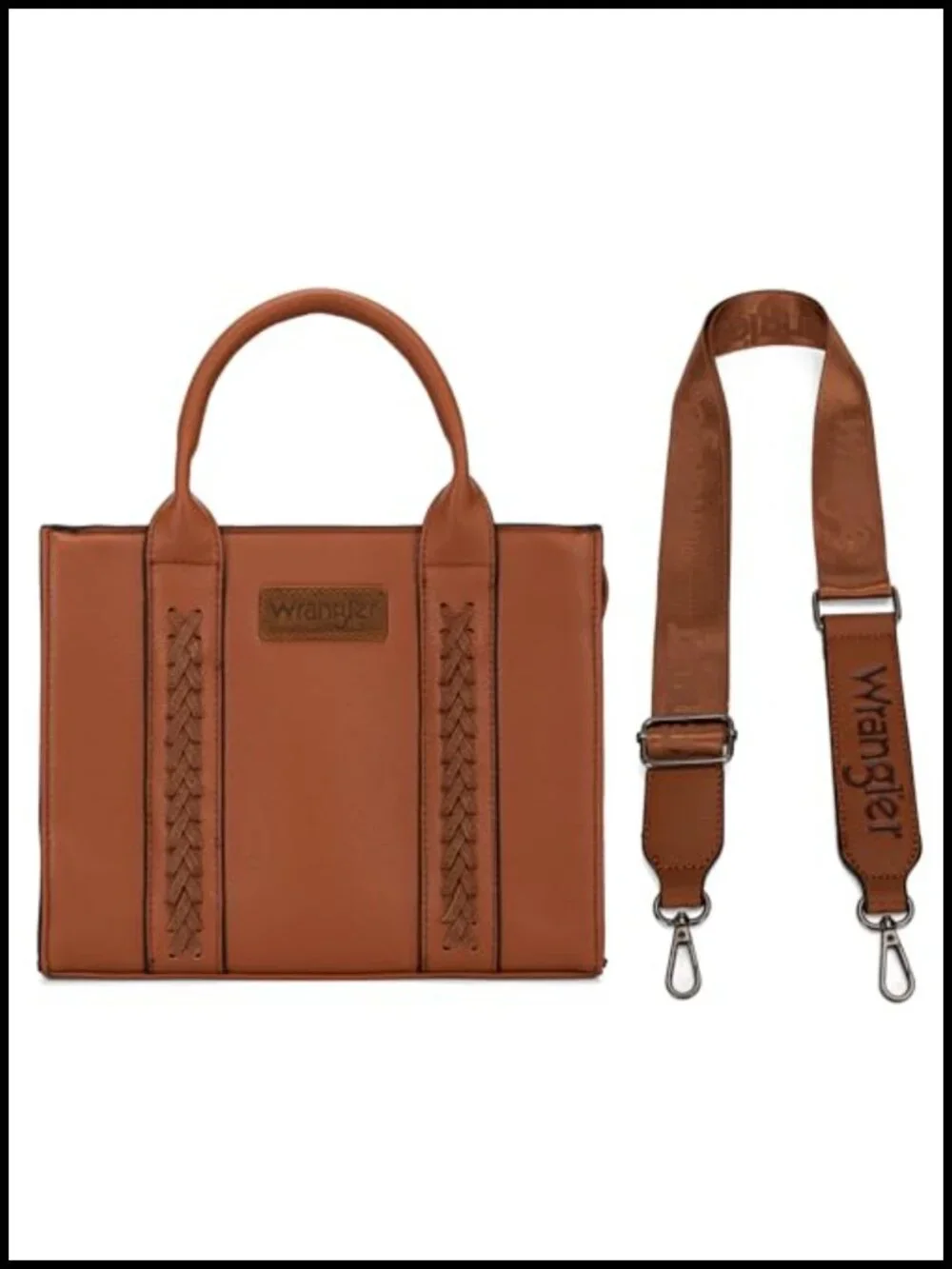 Woman Tote Satchel Bag Faux Leather with Crossbody Strap Top Handle Whipstitch